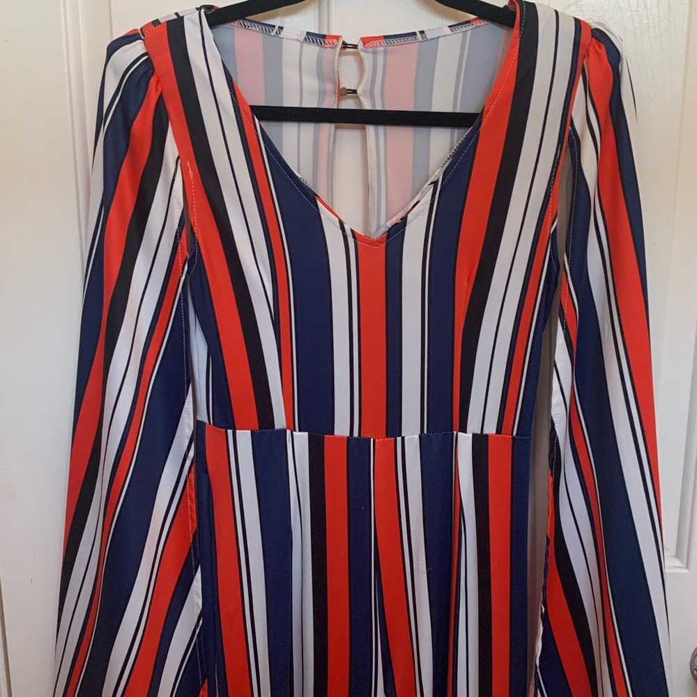 70s retro striped jumpsuit